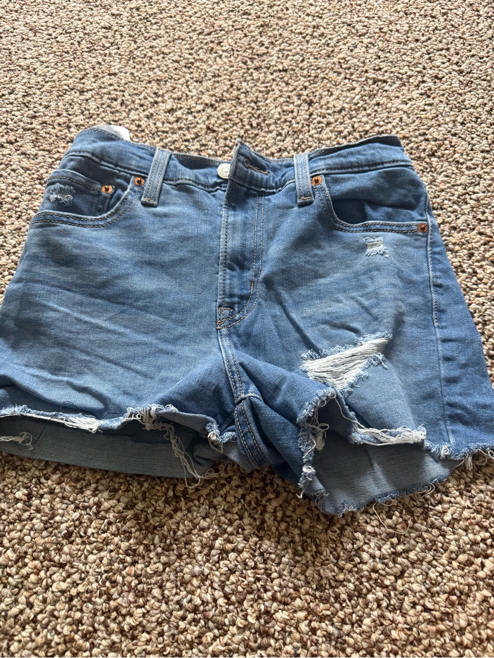 Levi's Light Blue Distressed Denim Shorts